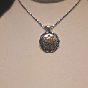 Sunburst Two-Tone Pendant Necklace - Silver and Gold